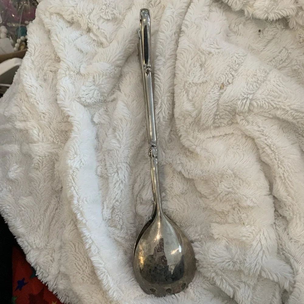 VTG E.P. Zinc Silver Plated Scissor‎ Salad Tongs